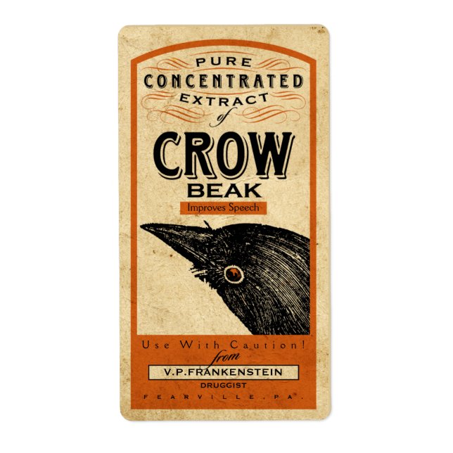 VINTAGE APOTHECARY CROW BEAK | HALLOWEEN LABEL (Front)