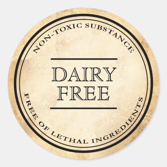 Vintage apothecary dairy free diet label (Front)