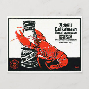 Vintage Appel Mayonnaise Advertisement Lobster Postcard