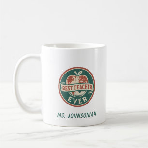 Vintage Apple Best Teacher Ever Circular Badge Coffee Mug