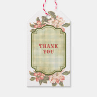 Vintage Apple Blossom and Plaid Gift Tag