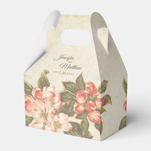 Vintage Apple Blossom & Damask Favour Box (Front Side)