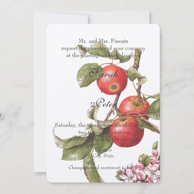 Vintage Apple Blossom Invitation (Front)