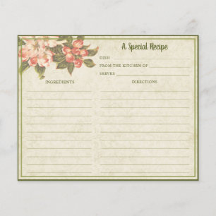 Vintage Apple Blossom Recipe Card