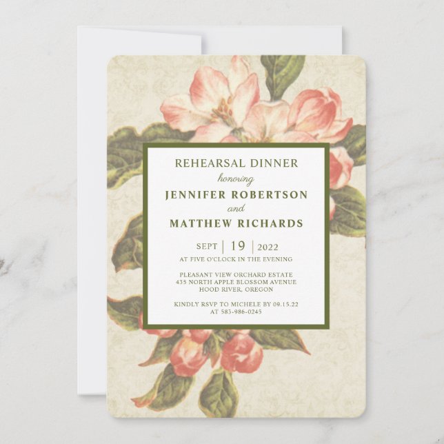 Vintage Apple Blossom | Rehearsal Dinner Invitation (Front)