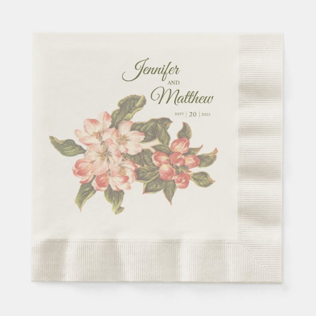 Vintage Apple Blossom  Wedding Napkin (Front)