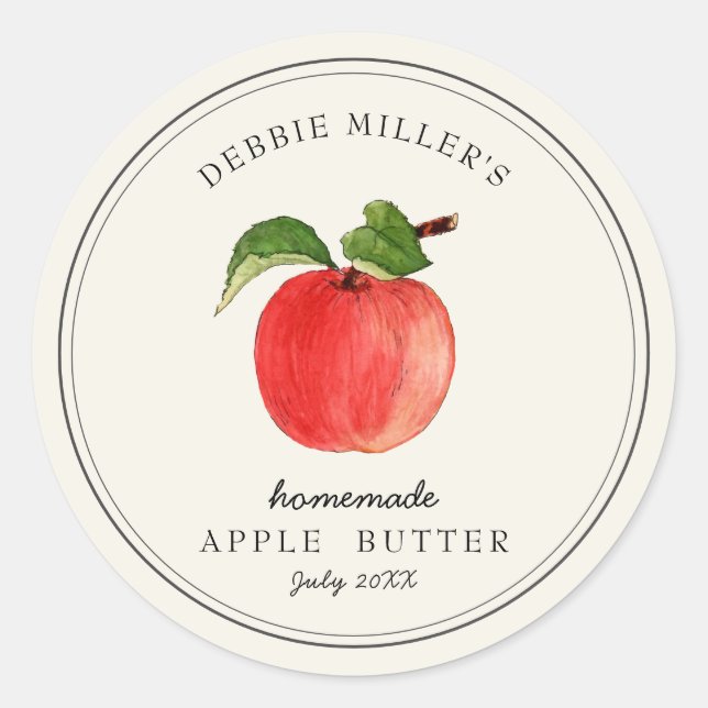 Vintage Apple Butter Homemade Jam jar Classic Round Sticker (Front)