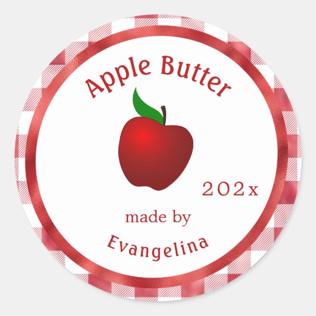 Vintage Apple Butter Personalised Canning Classic Round Sticker (Front)