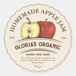Vintage Apple Fruit Jam Custom Product Label
