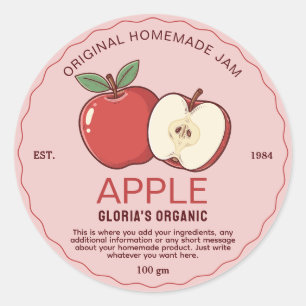 Vintage Apple Fruit Jam Homemade Product Classic Round Sticker