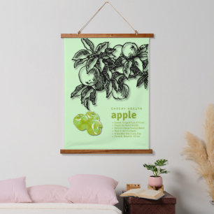 Vintage Apple Nutrition Educational Fruit Kitchen Hanging Tapestry