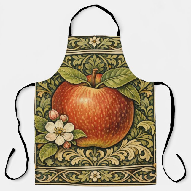 Vintage apple painting  apron (Front)