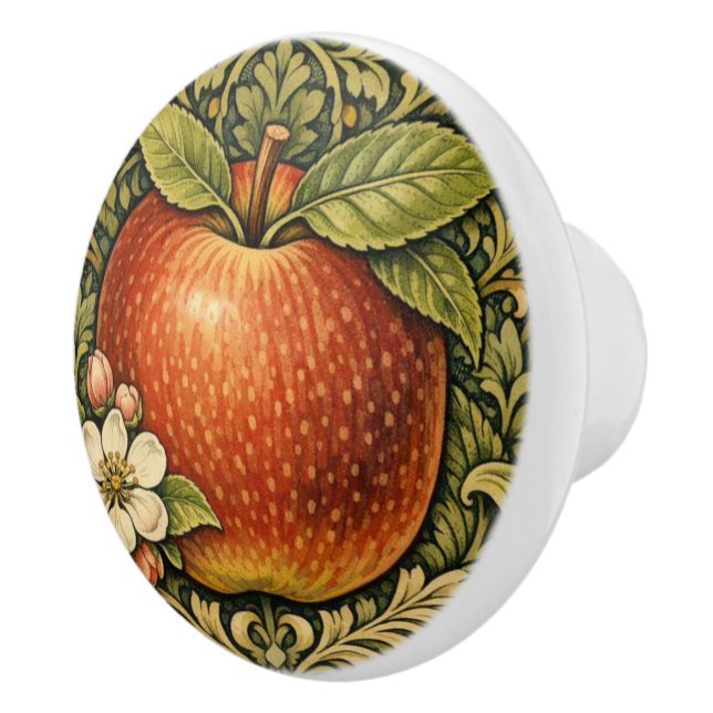 Vintage apple painting  ceramic knob (Right)