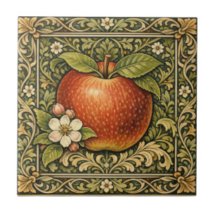 Vintage apple painting ceramic tile