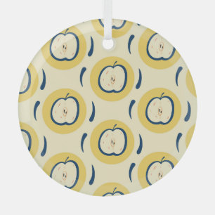 Vintage Apple Pattern: Classic Wallpaper Glass Tree Decoration