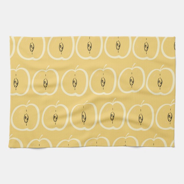 Vintage Apple Pattern: Wallpaper Design. Tea Towel (Horizontal)