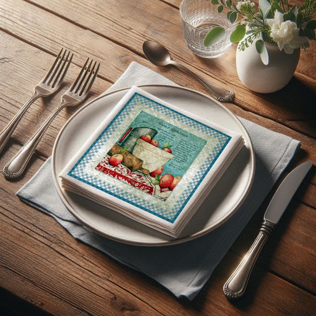 Vintage Apple Recipe Ephemera Decoupage Napkin (Creator Uploaded)