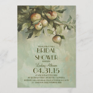 Vintage apple tree bridal shower invitations