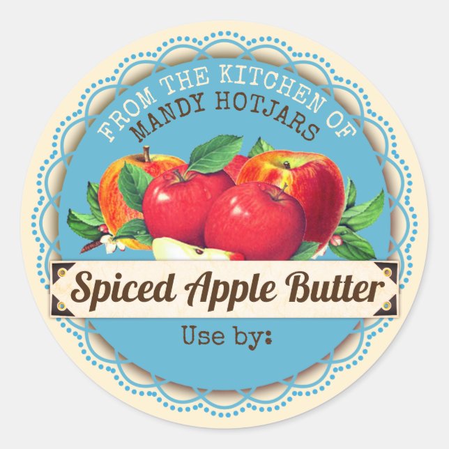 Vintage apples from the kitchen of canning label (Front)