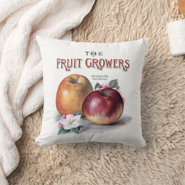 Vintage Apples with Flowers The Fruit Growers Cushion (Blanket)
