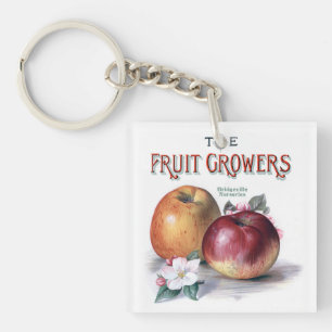 Vintage Apples with Flowers The Fruit Growers Key Ring