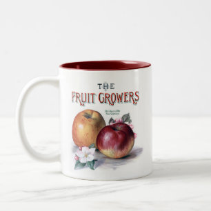 Vintage Apples with Flowers The Fruit Growers Two-Tone Coffee Mug