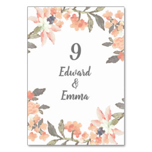 Vintage Apricot Floral Table Number