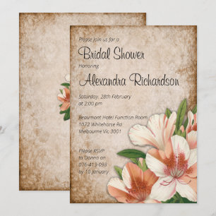 Vintage Apricot Lilies Bridal Shower Invitation