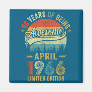 Vintage april 1966 60 years old 60th birthday men magnet