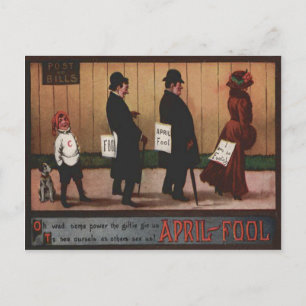 Vintage April Fool's Day Sign On Back Dog Postcard