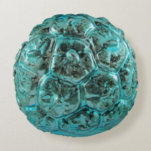 Vintage Aqua Art Glass Christmas Ornament Round Cushion