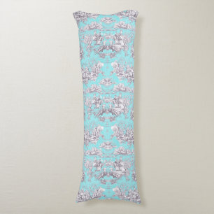 Vintage aqua blue toile de jouy body cushion