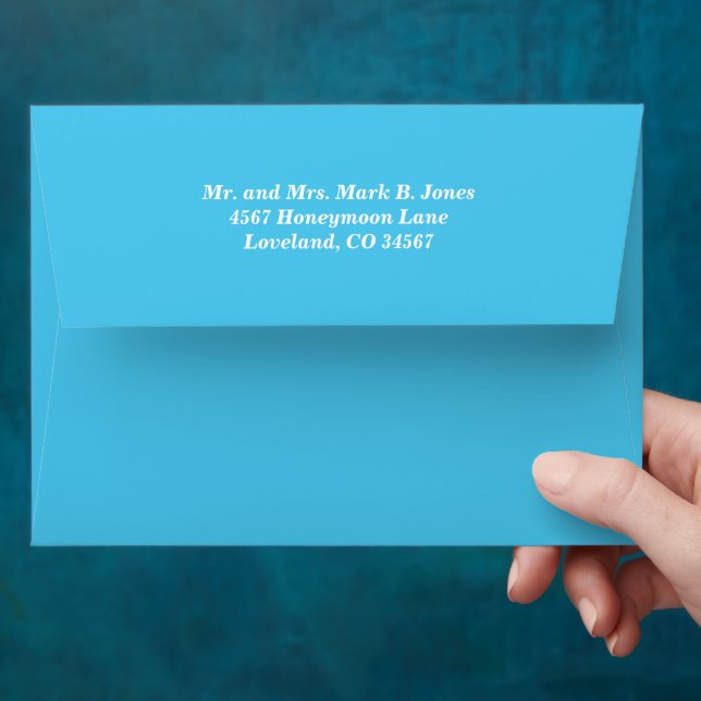 Vintage Aqua Damask Wedding Envelopes (Hand)