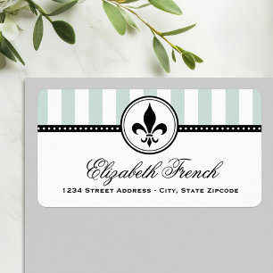 Vintage Aqua French Fleur De Lis Address Label