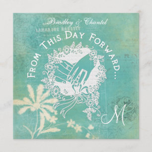 Vintage Aqua  From This Day Forward Wedding Invite