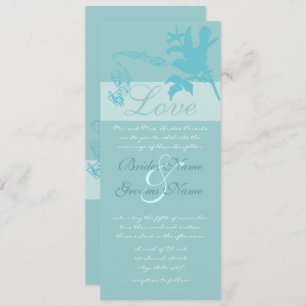 Vintage Aqua Love Bird  Wedding Invitation