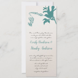 Vintage Aqua Love Bird Wedding Invitation