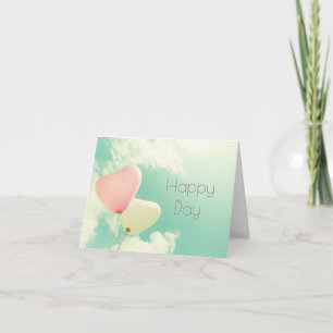 Vintage Aqua Pink Pastel Cloud Sky Balloons Card
