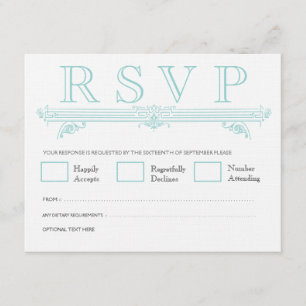 Vintage Aqua Turquoise Wedding RSVP Cards