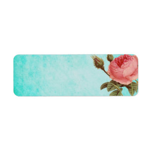 Vintage Aqua with Rose RSVP Return Address Label