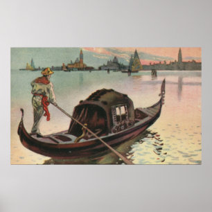 Vintage aquarelle Venice La Gondola Poster