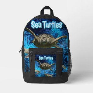 Vintage Aquatic Sea Turtles Printed Backpack