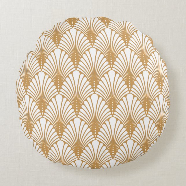 Vintage Arabesque Geometric Seamless Pattern Round Cushion (Front)