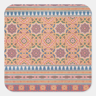 Vintage Arabesque Terracotta Blue Purple Art Square Sticker