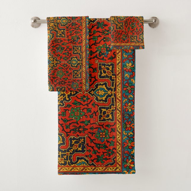 Vintage Arabian Carpet Print Bath Towel Set (Insitu)