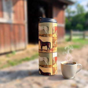 Vintage Arabian horses - collage Thermal Tumbler