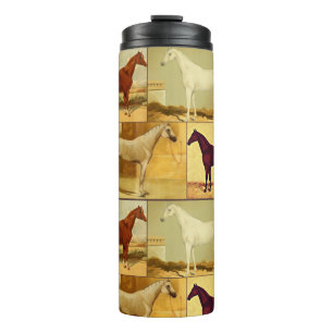 Vintage Arabian horses - collage Thermal Tumbler