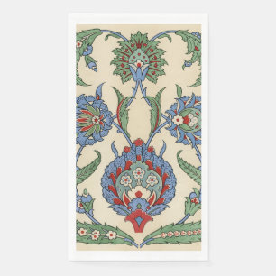 Vintage Arabic Blue Red Geometric Floral Art Print Napkin