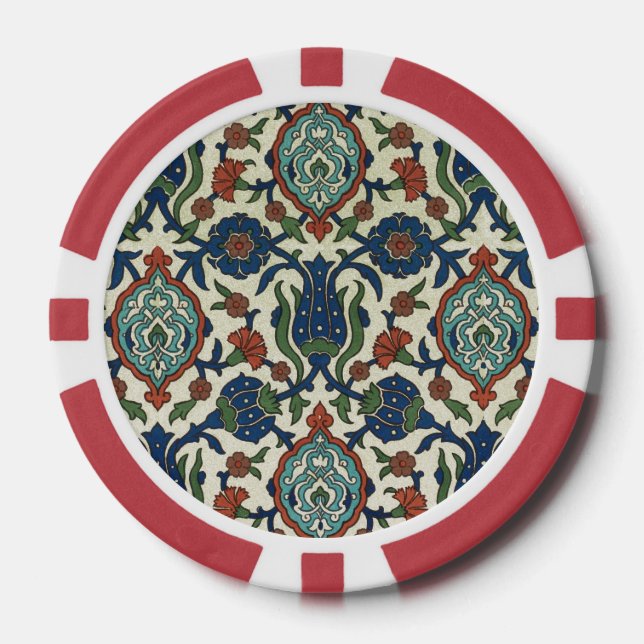 Vintage Arabic Geometric Floral Art Print Poker Chips (Front)