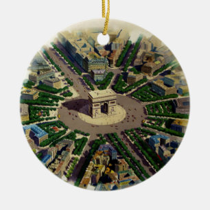 Vintage Arc de Triomphe Paris Ceramic Ornament